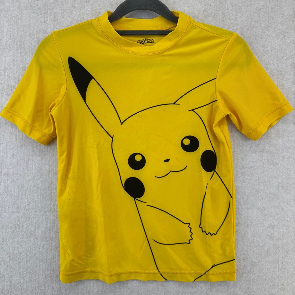 Kids Pokemon Pikachu Yellow Short Sleeve Swim T Shirt Size M